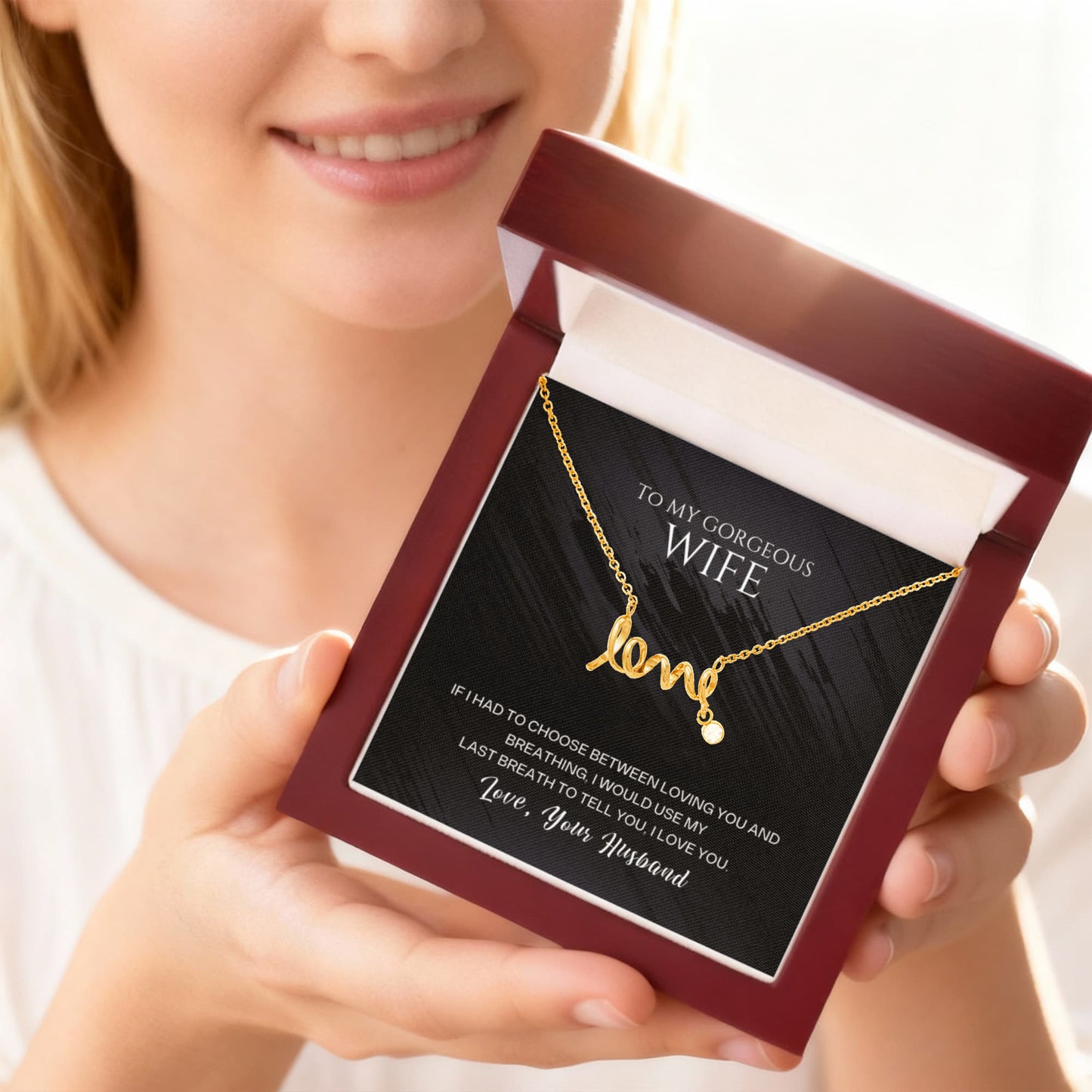 To My Gorgeous Wife l Scripted Love Necklace