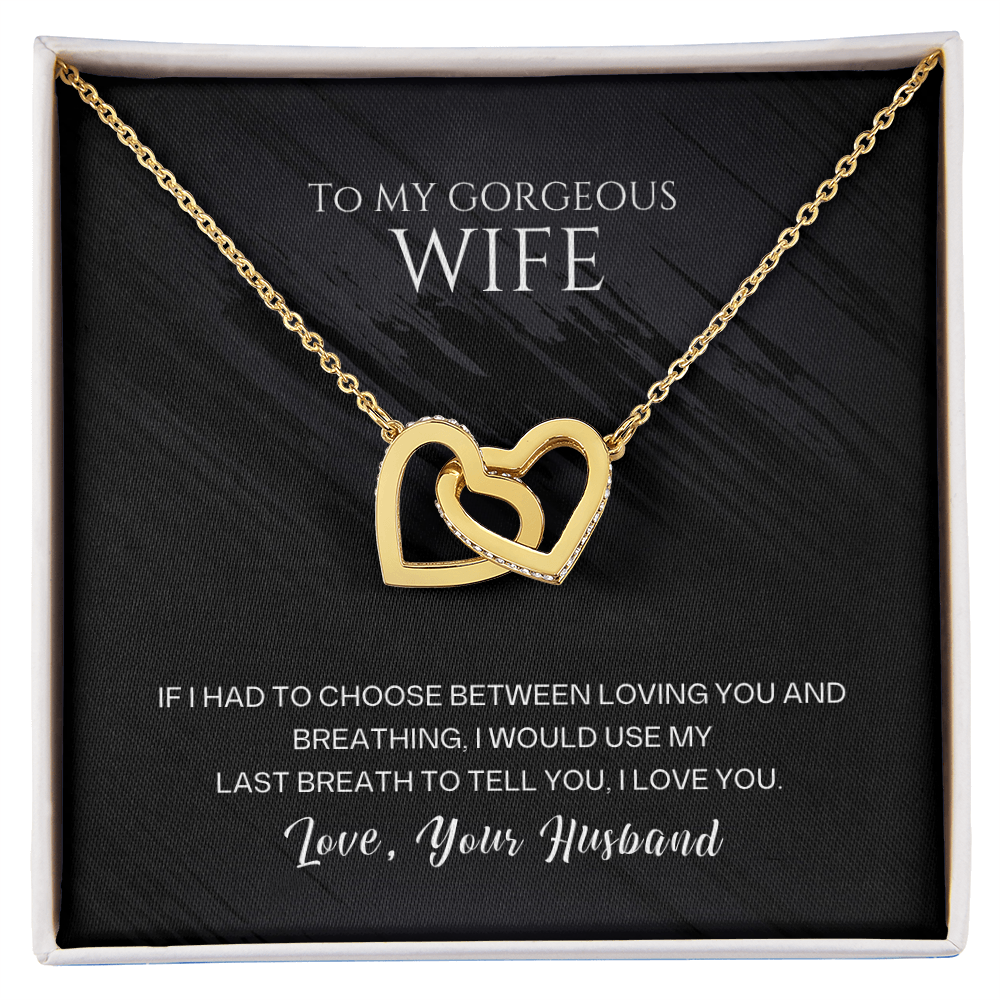 To My Gorgeous Wife - Interlocking Hearts Necklace