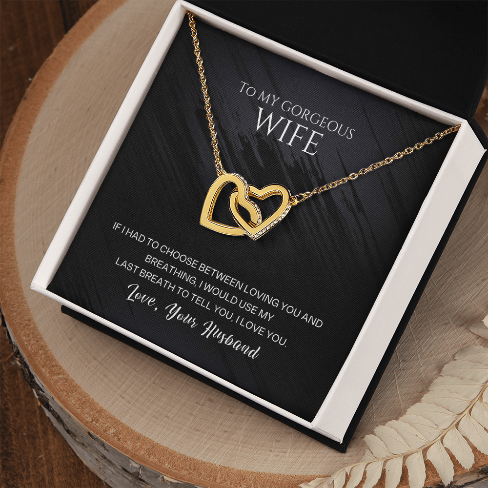 To My Gorgeous Wife - Interlocking Hearts Necklace