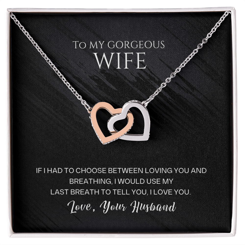 To My Gorgeous Wife - Interlocking Hearts Necklace
