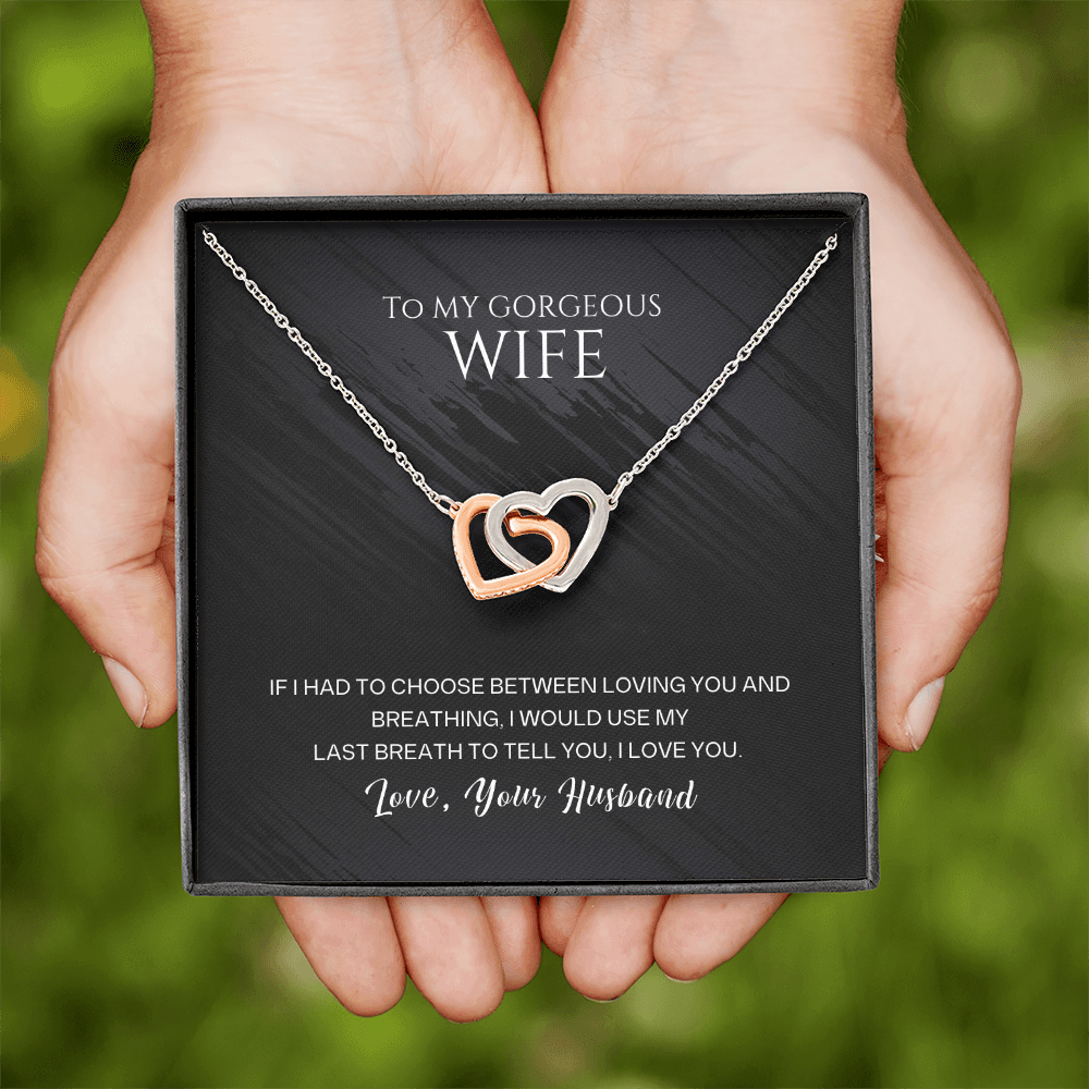 To My Gorgeous Wife - Interlocking Hearts Necklace