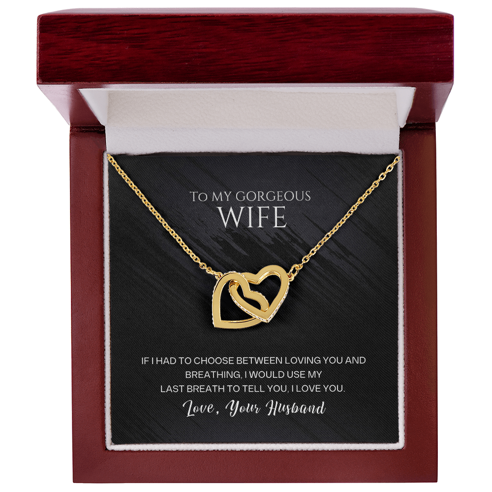 To My Gorgeous Wife - Interlocking Hearts Necklace