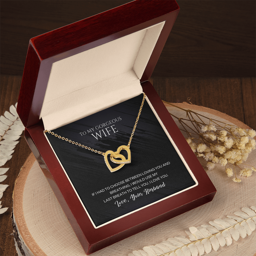 To My Gorgeous Wife - Interlocking Hearts Necklace