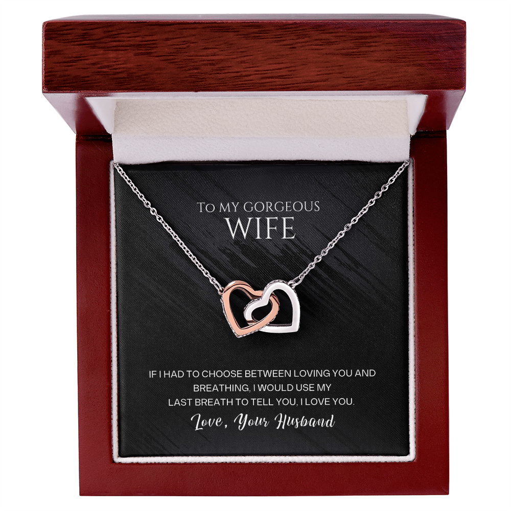 To My Gorgeous Wife - Interlocking Hearts Necklace
