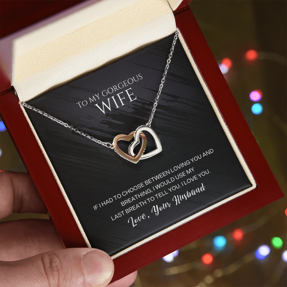 To My Gorgeous Wife - Interlocking Hearts Necklace